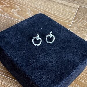 Chic Silver Crystal Apple Earrings